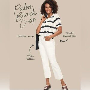 NWT | Cabi 6494 Palm Beach Crop White Denim